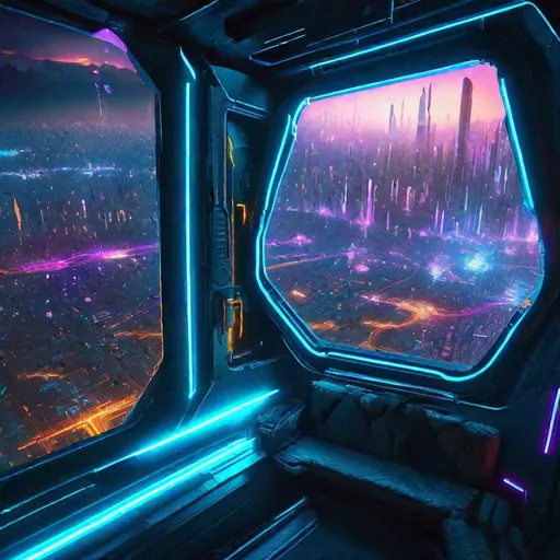 Prompt: looking out through the window of a spaceship, flying through a futuristic neon-lit dystopian cyberpunk city, dramatic lighting, ((photorealism:1. 5), (photorealistic:1. 4), (8k, RAW photo, masterpiece), High detail RAW color photo, (highest quality), ultra high resolution, highly detailed CG unified 8K wallpapers, physics-based rendering, realistic, realism, high contrast, hyperrealism, rich colors, hyper-realistic lifelike texture, cinestill 800), hyper detailed, shot on Hasselblad H4D 200MS Digital Camera, Mitakon Speedmaster 65mm f/ 1. 4 XCD, Galaxy, Dimensional effect, Fresnel lighting
