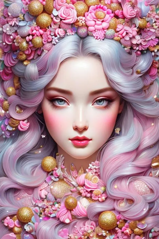 Prompt: (masterpiece), (best quality), (ultra-detailed), Beautiful frosting goddess, goddess of cake, bright pink frosting hair, pink features, wearing a detailed dress with sprinkles, by Tim burton, Highly Detailed, Digital Painting, hyper detailed eyes, Elegant, Portrait, Beautiful, Colourful, Artgerm, Alphonse Mucha, Ilya Kuvshinov, Watercolor, Ink Painting, Liminal Space, ilya kuvshinov, beautiful watercolor painting, realistic, detailed, painting by olga shvartsur, svetlana novikova, fine art, soft watercolor, (detailed background:1.3), Cinematic Lighting, ethereal light, intricate details, extremely detailed, incredible details, full colored, octane render, amazing detail, color grading, (glowing haze)++(soft glow)+ digital art render,