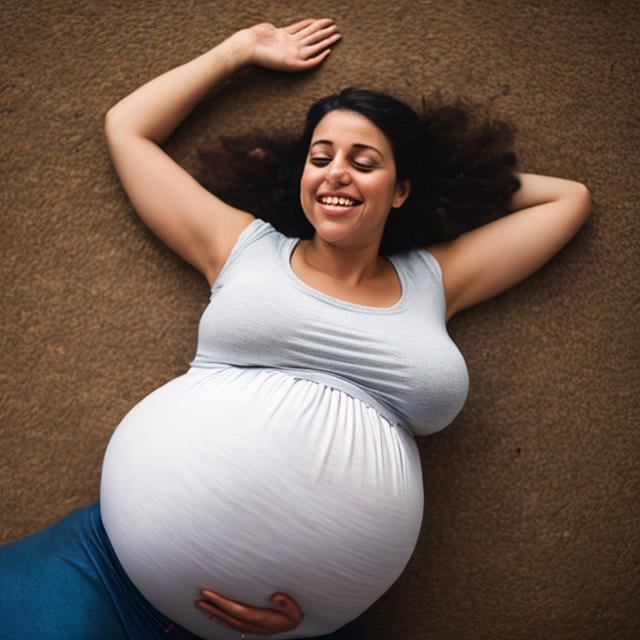 Pregnant Woman Huge Belly Laying Down On Back Bel Openart 