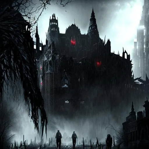 Prompt: arkhem knight, arkham asylum, dark night, fog, blood, highly detailed,  realistic 