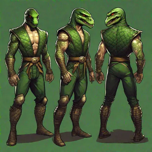 Prompt: a human version of reptile from mortal kombat 