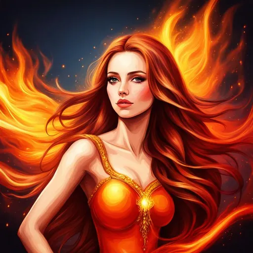 Prompt: fairy of fire, realistic,  fiery background, closeup