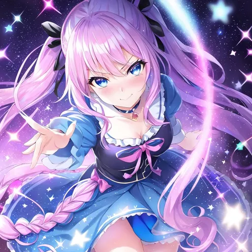 Prompt: 
sparkles everywhere, magical aura,
detailed blue sparkling eyes, blue pink eyes, blue eyes with pink highlights, closeup portrait shot of a pink haired girl, pigtails, long braided hair, scowling, angry, tsundere


blue detailed eyes,
, confident smile, 
 black straight hair, classroom background, black straight colored hair, slanted eyes, 
watercolor photorealistic soft, smug look, worried eyebrows, sweating, photorealistic, confused facial expression, teenaged girl young, long hair, school uniform, closeup portrait shot of a young girl, black hair, desks in background, detailed blue eyes,



side view medium close up portrait, looking from below,

photorealistic masterpiece best quality hyperdetailed flat color pastel mix ultra realistic hyperrealism 2.5D 1 very skinny beautiful girl hopeful, facing up, light smile, masterpiece best quality hyperdetailed white and black full body leather and cotton space suit, beautiful intricate anime blue eyes, beautiful hyperdetailed gloss lips, hyperdetailed flat color symmetrical contrast very short yellow white hair, hyper beautiful soft smooth skin,,

front yellow watercolor light, yellow light watercolor raytracing, yellow realistic watercolor lighting, yellow back light, yellow watercolor light,

space, glowing sunshine on face, yellow head lighting, yellow watercolor front lighting,

colorful, symmetrical, vibrant color, colorful ink illustration, digital painting, glamorous, vibrant, yellow,

album cover art, clean art, flat color art, 3D vector art, 3D illustration art, digital art, wallpaper, award winning,

hyper detailed sharp focus,perfect composition, good anatomy, extreme detailed CG, best quality, realism, intricate, 128K resolution, intricate details, extremely detailed, digital illustration, VRAY, unreal engine, octane render, unreal engine render, VRAY render,