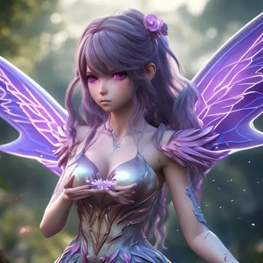 Prompt: Anime fairy, ultra detailed, realistic, 
, rpg, JAY design, large chest, artstation, midjourney, global illumination sunny day, rainbow, illumination ray tracing hdr render in unreal engine 5