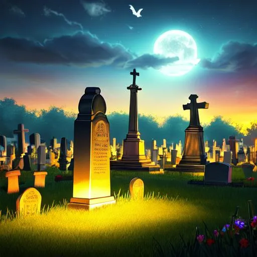 Prompt: high-res, quality upscaled image, perfect composition, 18k composition, 16k, 2D image, cell shaded, features, graveyard, cemetery, bird's eye view, overhead graveyard, graveyard fantasy, spooky cemetery, nighttime, spooky, cemetery, bones, skeleton, scary, gravestones 