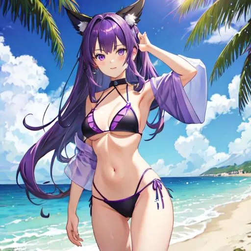 Premium AI Image | Anime girl in a bikini and a flower garden-demhanvico.com.vn