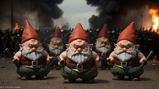 Prompt: angry rioting gnomes