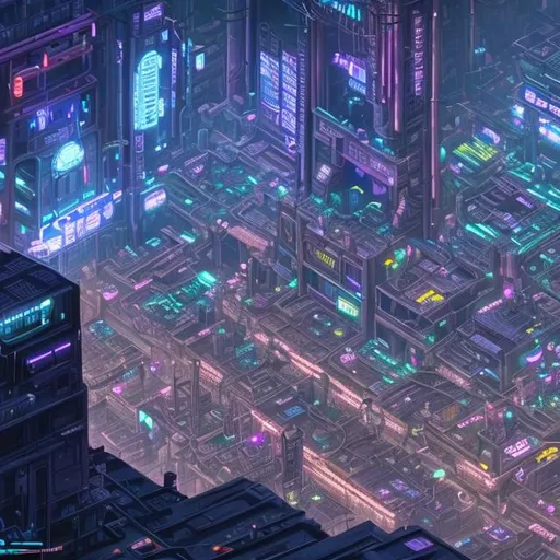 Prompt: A massive cyberpunk city with a lot of machines and wiers
