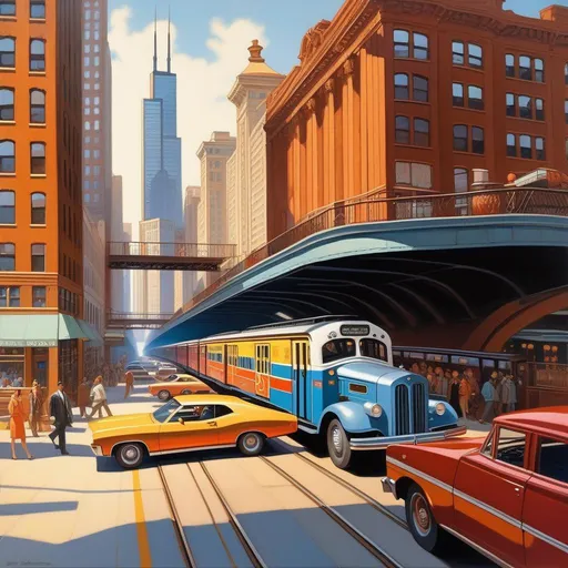 1970s, Chicago, elevated trains, car chase, sunny we...