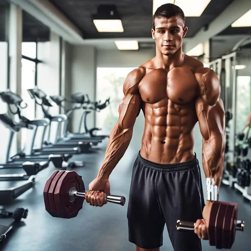 Prompt: A combination of a dumbbell and a plate of healthy food, representing the two main components of a healthy lifestyle: exercise and diet.
A person with a fit and healthy physique, representing the desired outcome of the channel's content.
A checkmark or other symbol of success, representing the channel's ability to help viewers achieve their fitness goals.
A combination of the words "exercise," "diet," and "fitness" in a creative and visually appealing way