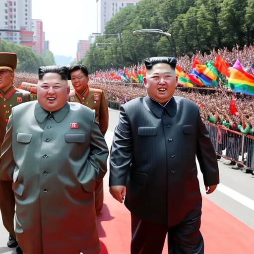 Prompt: Kim Jong un in a lgbt parade 