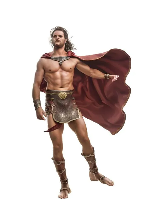 Prompt: A gladiator dramatic lighting flowing cape muscular body