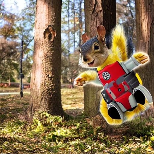 Create a photo of a mech squirrel wearing a jetpack... | OpenArt