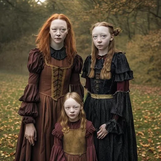 Prompt: Mia Wasikowska as a mother and Amybeth McNulty as a daughter posing for a Halloween family photo both wearing witch attire. 