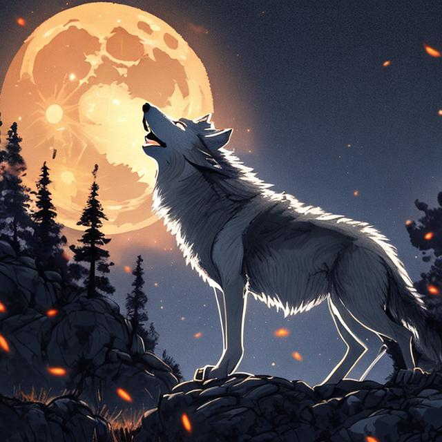 Anime Wolf Howling At The Moon Wallpaper