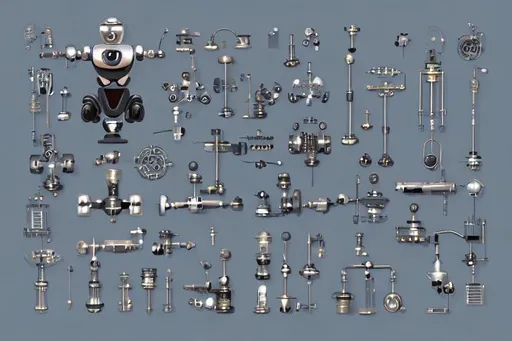 Prompt: collection of detailed elegant realistic robot components