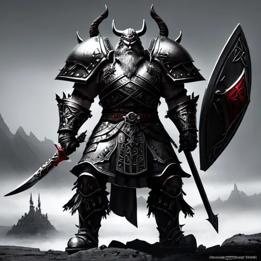 Prompt: the world of warcraft image of a large viking character with swords, in the style of dark bronze and red, crumpled, deconstructive, skeletal, eerily realistic, dusty piles, gothcore, Dark Fantasy by Antonio J. Manzanedo, full length body shot, finely detailed armor, weapon, intricate design and details, hyper detailed, hyper realistic, 4d dimension, ultra-detailed, highest detail quality, ultra-realistic, photography lighting --ar 25:31 --quality 2 --s 750 --v 5. 1