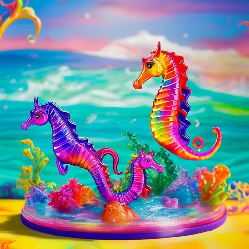 Prompt: Seahorse diorama in the style of Lisa frank