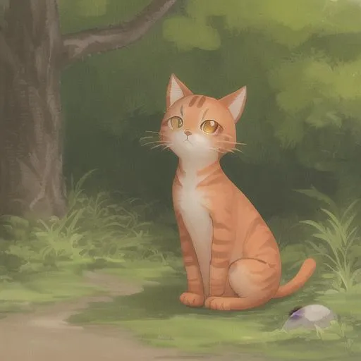 Prompt: Little orange cat in nature