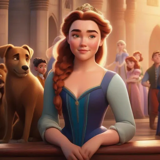 Prompt: florence pugh as an animated disney character