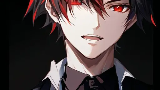 Prompt: Damien (male) (short black hair) (red eyes)