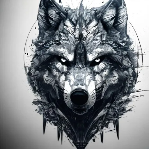 Prompt: sketch, wolf,close up, face, dark illustrative , monochrome , epic details, t-shit design
