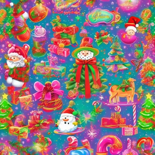 Prompt: Christmas in the style of Lisa frank