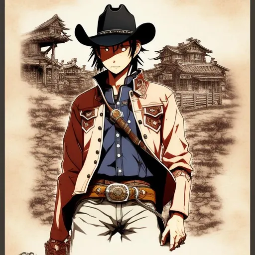 Gunslinging cowboy in an anime art style. just the upper body on Craiyon-demhanvico.com.vn