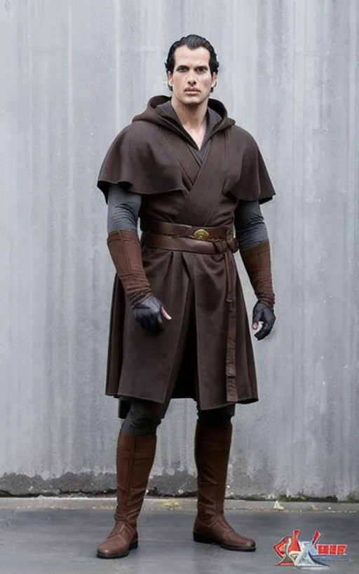 Prompt: Henry Cavill jedi knight brown robes