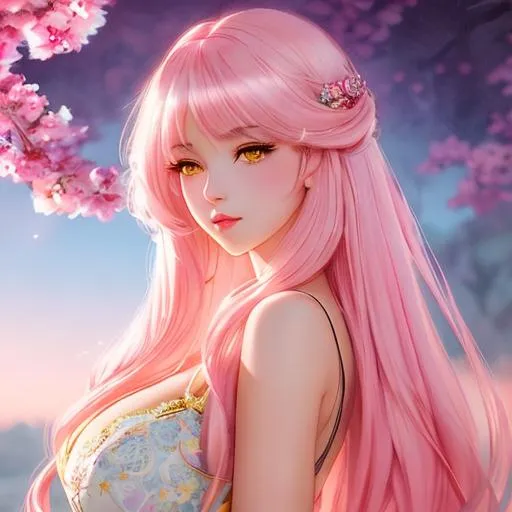 Prompt: Extremely beautiful and sensual girl, long curling light pink hair, beautiful lips 👄,shining yellow  eyes,anime art concept, cartoon art concept, by WLOP, Intricately Detailed, Magic, 8k Resolution, VRAY, HDR, Unreal Engine, Vintage Photography, Beautiful, Tumblr Aesthetic, Retro Vintage Style, Hd Photography, Beautiful Watercolor Painting, Realistic, Detailed, Painting Fine Art, Soft Watercolor,  Extreme Detail, Digital Art, 8k Ultra Hd, Mixed Media