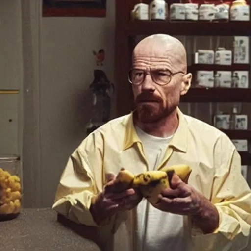 Prompt: Walter White eating a banana