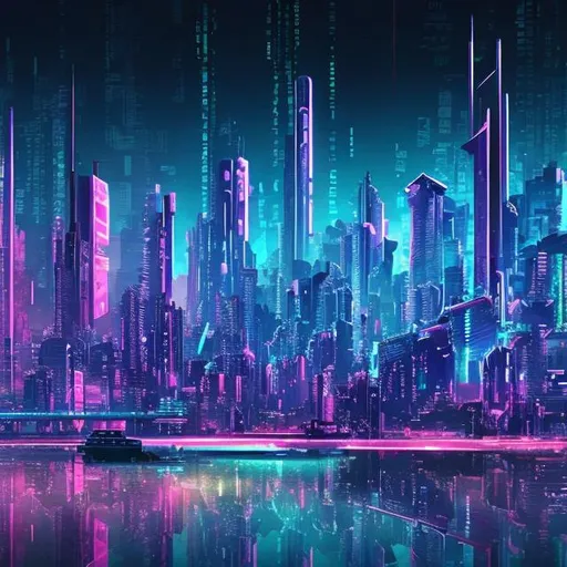Prompt: Cyberpunk skyline