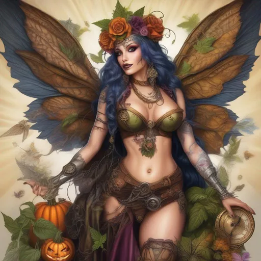 Prompt:  ((Wide angle)). ((Hyper real painting)). Halloween night.  Shes a ((colorful)), steam punk, belly dancer, Witch. A ((spectacular)), winged, Cannabis fairy. ((An extremely beautiful)), buxom,  shapely woman with, ((Anatomically real hands)), and ((vivid)), ((colorful)), ((extremely, bright eyes)),  wearing a skimpy, ((colorful)), ((gossamer)), ((flowing outfit)).  ((high res detailed illustration)). ((Sony a7 IV)). ((Cinematic)). ((Epic)). ((Concept art)). ((Freak render)). ((Full body in Shot)).
