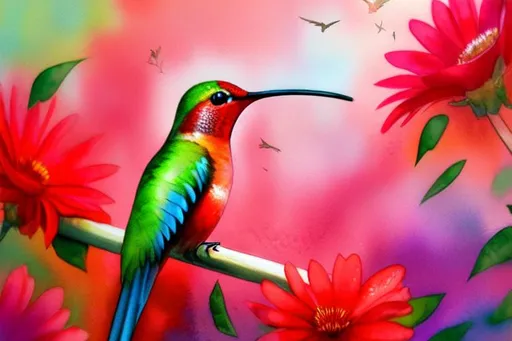 Prompt: bird, art, hyper realistic watercolor masterpiece,

bright red humming bird

outside, afternoon, hopeful light, joyful light, fields, clearing, flowers, close to trees,

hyper realistic masterpiece, highly contrast water color pastel mix, sharp focus, digital painting, pastel mix art, digital art, clean art, professional, contrast color, contrast, colorful, rich deep color, studio lighting, dynamic light, deliberate, concept art, highly contrast light, strong back light, hyper detailed, super detailed, render, CGI winning award, hyper realistic, ultra realistic, UHD, HDR, 64K, RPG, inspired by wlop, UHD render, HDR render
