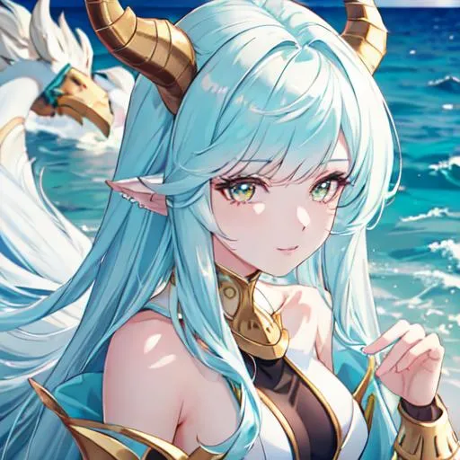 Prompt: Capricorn The Sea-Goat zodiac as a female human, 8k, UHD,  highly detailed, close up