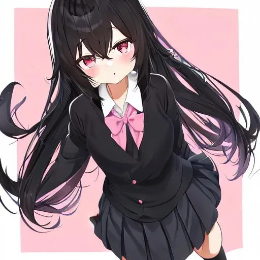 black hair close kuraue hinata loli purple eyes school uniform