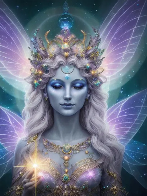 Prompt: cosmic,etherial, fairy, goddess of light ,closeup