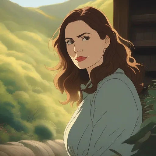 Prompt: ghibli movie starring hayley atwell, consistent lighting and mood throughout