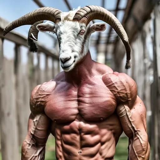 Prompt: Muscular goat