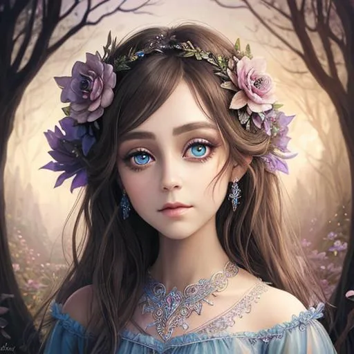 Prompt: Gorgeous intricate Fairy portrait with big eyes 