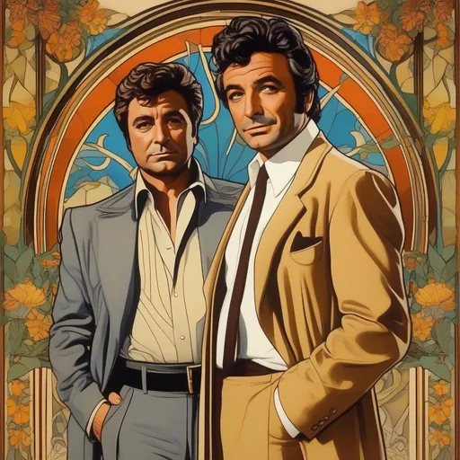 Prompt: Art Nouveau, Peter Falk as Lieutenant Columbo, as a devil