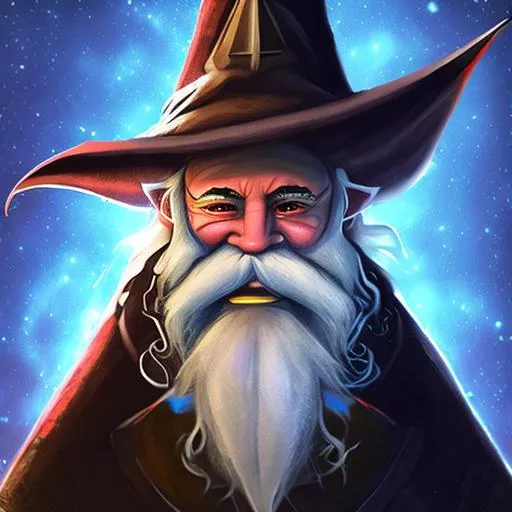 Prompt: DND Wizard Gnome Race with black Eyes that look like the Galaxy 