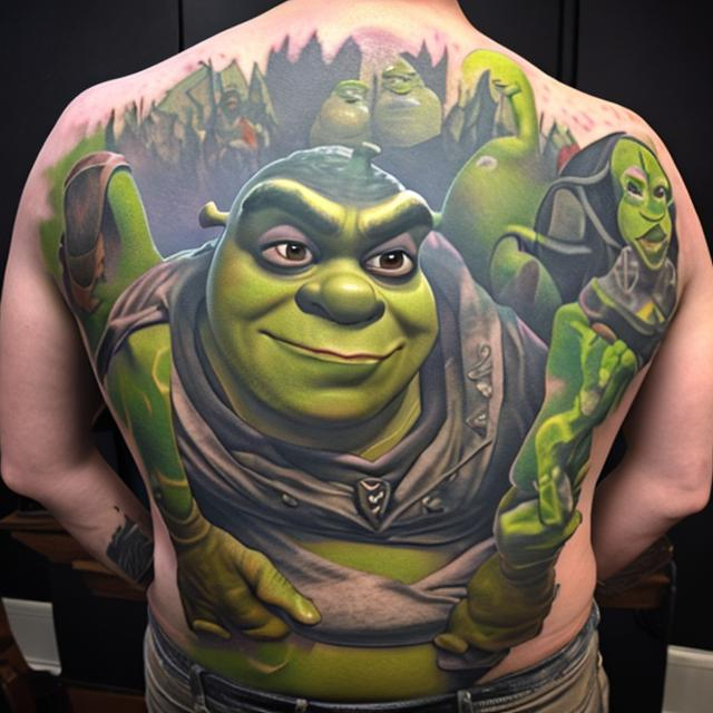 Shrek tattoo backpiece OpenArt