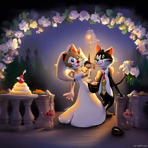 Prompt: make tom and jerry in  wedding
dress








 
