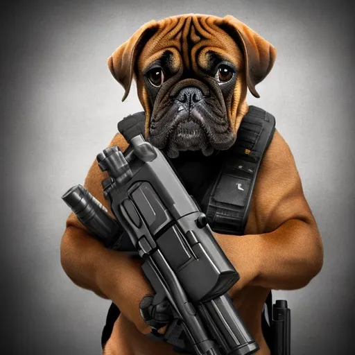 Prompt: dog with a gun
