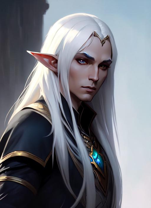 Pale, Drow Elf, male, trending on artstation, Greg R... | OpenArt