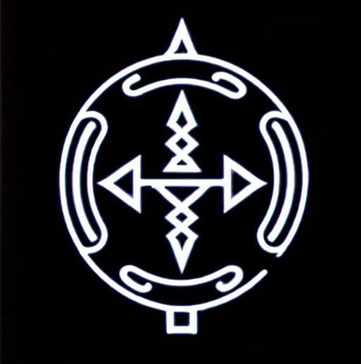 Prompt: black and white, text, magic rune. clean lines, HD, custom, symbol