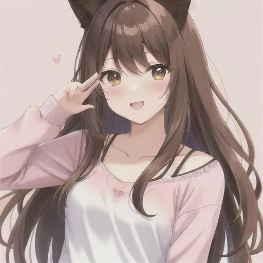 Prompt: Feminine male with brown hair,wearing female clothing while posing like an adorable cat