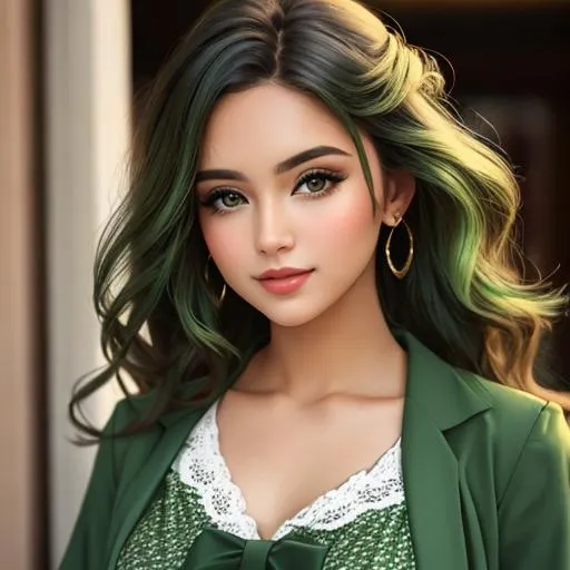 Prompt: pretty girl in green