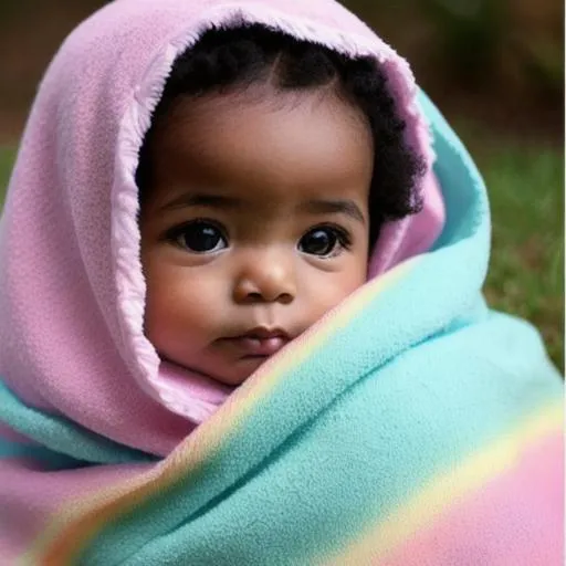 Prompt: black Baby girl, pastel colors in blanket